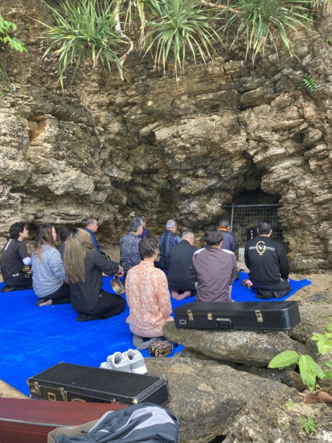 Photo of the ritual at the praying site for Akainku on Tsuken Island